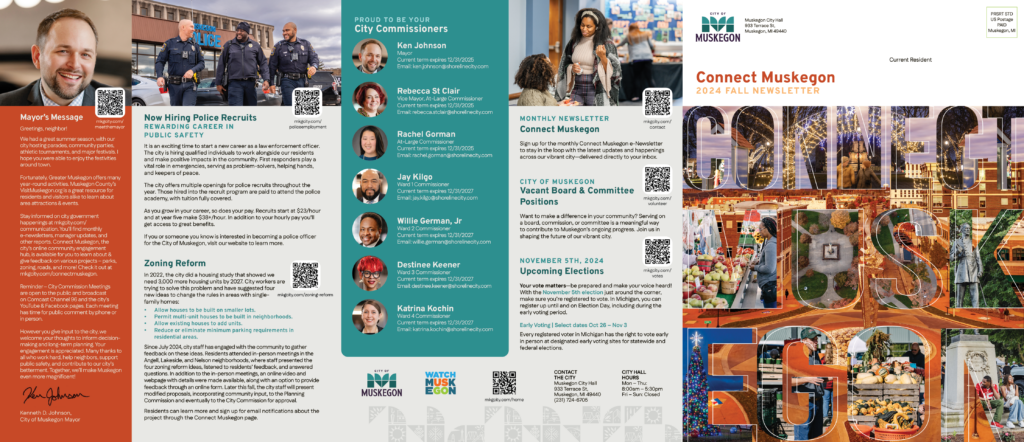 a thumbnail image of the front of the connect muskegon fall 2024 print newsletter with click to download